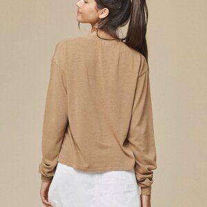 Jungmaven Cropped Long Sleeve Tee in Spicy Mustard -- Size M
